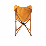 BAG THE JOY KATLANIR AHŞAP KAMP ve BAHÇE SANDALYESİ – KAHVERENGİ İSKELET – HARDAL KILIF