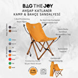 BAG THE JOY KATLANIR AHŞAP KAMP ve BAHÇE SANDALYESİ – KAHVERENGİ İSKELET – HARDAL KILIF