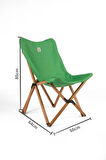 Bag The Joy Ahşap Katlanır Masa Sandalye Seti Kahverengi Iskelet Yeşil Kılıf -50x50x50 Masa
