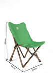 Bag The Joy Ahşap Katlanır Masa Sandalye Seti Antrasit Iskelet Yeşil Kılıf -60x60x55 Masa