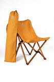 Bag The Joy Ahşap Katlanır Masa Sandalye Seti Kahverengi Iskelet Hardal Kılıf -50x50x50 Masa