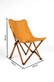 Bag The Joy Ahşap Katlanır Masa Sandalye Seti Kahverengi Iskelet Hardal Kılıf -70x70x55 Masa