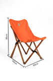 Bag The Joy Ahşap Katlanır Masa Sandalye Seti Kahverengi Iskelet Turuncu Kılıf -60x60x55 Masa