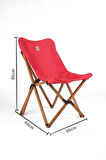 Bag The Joy Ahşap Katlanır Masa Sandalye Seti Kahverengi Iskelet Kırmızı Kılıf -60x60x55 Masa