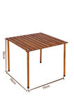 Bag The Joy Ahşap Katlanır Masa Sandalye Seti Kahverengi Iskelet Kırmızı Kılıf -70x70x55 Masa