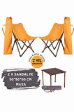 Bag The Joy Ahşap Katlanır Masa Sandalye Seti Antrasit Iskelet Hardal Kılıf -50x50x50 Masa
