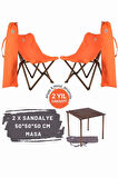 Bag The Joy Ahşap Katlanır Masa Sandalye Seti Antrasit Iskelet Turuncu Kılıf -50x50x50 Masa
