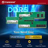 Transcend JM4800ALG-8G 8GB DDR5 4800Mhz CL40 1.1V Masaüstü Ram