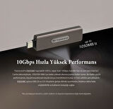 Transcend TS2TESD330C 2TB Type-C 10Gbps Gizlenebilir Başlıklı Taşınabilir Metal Kasa SSD