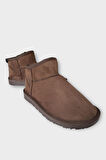 Mini Süet İçi Kürklü Alçak Taban Bilekte Kısa Kadın Bot KAHVERENGİ