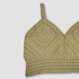 Uretti - Yıldız 7202 - El Örgüsü Crop Büstiyer Bikini Üstü Motif - Yeşil