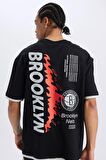 DeFactoFit NBA Brooklyn Nets Oversize Geniş Kalıp Bisiklet Yaka Sırt Baskılı Kısa Kollu Tişört D6562AX25SPBK81