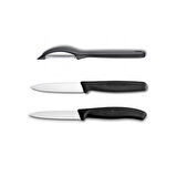 Victorinox Sebze Bıçağı - Soyacak Seti 3'lü Siyah 