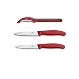 Victorinox Sebze Bıçağı - Soyacak Seti 3'lü Kırmızı 