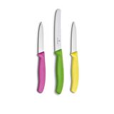 Victorinox SwissClassic Plastik Saplı Sebze Bıçağı Seti 3'lü Pembe - Sarı - Yeşil 