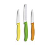 Victorinox SwissClassic Düz - Tırtıklı Sebze Bıçağı Seti 3'lü Sarı - Turuncu - Yeşil 