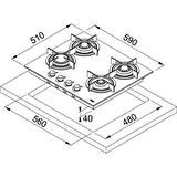 Franke FHCR 604 4G HE BK C Gazlı Ankastre Ocak