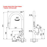 Franke Clear Water, Krom, Spiralli Mutfak Armatürü, Arıtma Cihazına Bağlanabilir ( ARITMA SİSTEMİ FİYATA DAHİLDİR.)