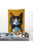 Soyut Renkli Kedi Duvar Örtüsü-7612