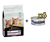Pro Plan Kitten Tavuklu Yavru Kedi Maması 3 Kg + 6 Adet Proplan Junior Tavuk Etli Yavru Kedi Maması 85 Gr