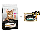 Pro Plan Elegant Somonlu Yetişkin Kedi Maması 3 kg + 12 Adet Proplan Adult Tavuk Etli Yetişkin Kedi Konservesi 85 Gr 