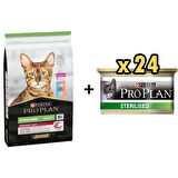 Pro Plan Kısırlaştırılmış Morina ve Okyanus Balıklı Yetişkin Kuru Kedi Maması 10 KG + 24 Adet Proplan Sterilised Ton ve Somonlu Kısırlaştırılmış Kedi Konservesi 85 Gr