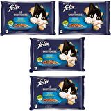 Felix Multipack Somonlu ve Ton Balıklı Yetişkin Kedi Yaş Maması 4X85 gr - 4 Adet