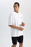 DeFactoFit Oversize Fit Bisiklet Yaka Sırt Baskılı Kısa Kollu Tişört C0423AX24SMWT80