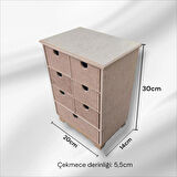 Ahşap Boyanabilir 7 Çekmeceli Takı-makyaj-aksesuar Çok Amaçlı Dekoratif Organizer Kutu