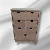 Ahşap Boyanabilir 7 Çekmeceli Takı-makyaj-aksesuar Çok Amaçlı Dekoratif Organizer Kutu