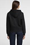 Kadın GJ Mini Yama Fermuarlı Sweatshirt - Siyah  | XS