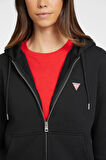 Kadın GJ Mini Yama Fermuarlı Sweatshirt - Siyah  | XS