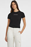 Kadın GJ SS CN Slim Logo T-Shirt - Sİyah  | S