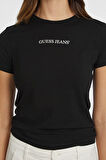 Kadın GJ SS CN Slim Logo T-Shirt - Sİyah  | S