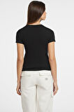 Kadın GJ SS CN Slim Logo T-Shirt - Sİyah  | S