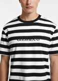 Guess Jeans Bisiklet Yaka Siyah Erkek T-Shirt M4YI84K9XF1S052 GJ SS CN REG STRIPE