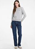 Guess Jeans Yuvarlak Yaka Baskılı Gri Kadın Sweatshırt Gj Cn Reg Kadın Sweatshirt