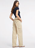 Guess Jeans Normal Bel Rahat Krem Kadın Pantolon GJ CARGO CHINO - ECO ORG CO CLASSIC