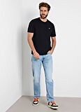 Guess Siyah Erkek T-Shirt SS CN PATCH TEE ORGANIC HEAVY