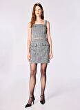 Guess Yüksek Bel Beyaz Kadın Desenli Standart Etek NEW SOFIA MINI TWEED - RECY POLY LU