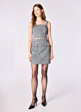 Guess Yüksek Bel Beyaz Kadın Desenli Standart Etek NEW SOFIA MINI TWEED - RECY POLY LU