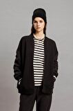 DeFacto Oversize Geniş Kalıp Bomber Mont Ceket Kolej Yaka Basic Düz Fermuarlı Cepli C1819AX24SPBK81