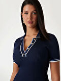 Guess Kadın Pembe Thalia Polo Yaka Triko Elbise