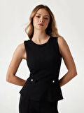 Guess Kadın Siyah Ambre Peplum Bluz