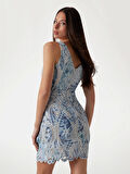 Guess Kadın  Mavi  Dantel Mini  Elbise