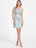 Guess Kadın  Mavi  Dantel Mini  Elbise