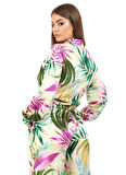 Guess Regular Fit Düz Çok Renkli Kadın Gömlek NEW LS BOWED JUN SHI - RECY POLY BR