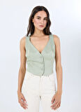 Guess Haki Kadın Yelek CAMILLE PERFECT VEST - VISCOSE NYLO