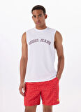 Guess Jeans Bisiklet Yaka Desenli Beyaz Erkek T-Shirt M5GP31K8HM0G011 GJ MUSCLE COLLEGIA