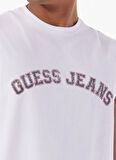 Guess Jeans Bisiklet Yaka Desenli Beyaz Erkek T-Shirt M5GP31K8HM0G011 GJ MUSCLE COLLEGIA